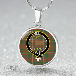 Scottish Scott Brown Hunting Ancient Clan Tartan Circle Necklace - Crest Classic Scottish Plaid Tartan Plaid