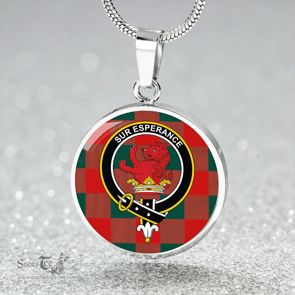 Scottish Moncrieffe Modern Clan Tartan Circle Necklace - Crest Classic Scottish Plaid Tartan Plaid