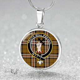 Scottish Thomson Camel #2 (Thompson Camel #2) Ancient Clan Tartan Circle Necklace - Crest Classic Scottish Plaid Tartan Plaid