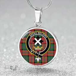 Scottish Moffat #2 Ancient Clan Tartan Circle Necklace - Crest Classic Scottish Plaid Tartan Plaid