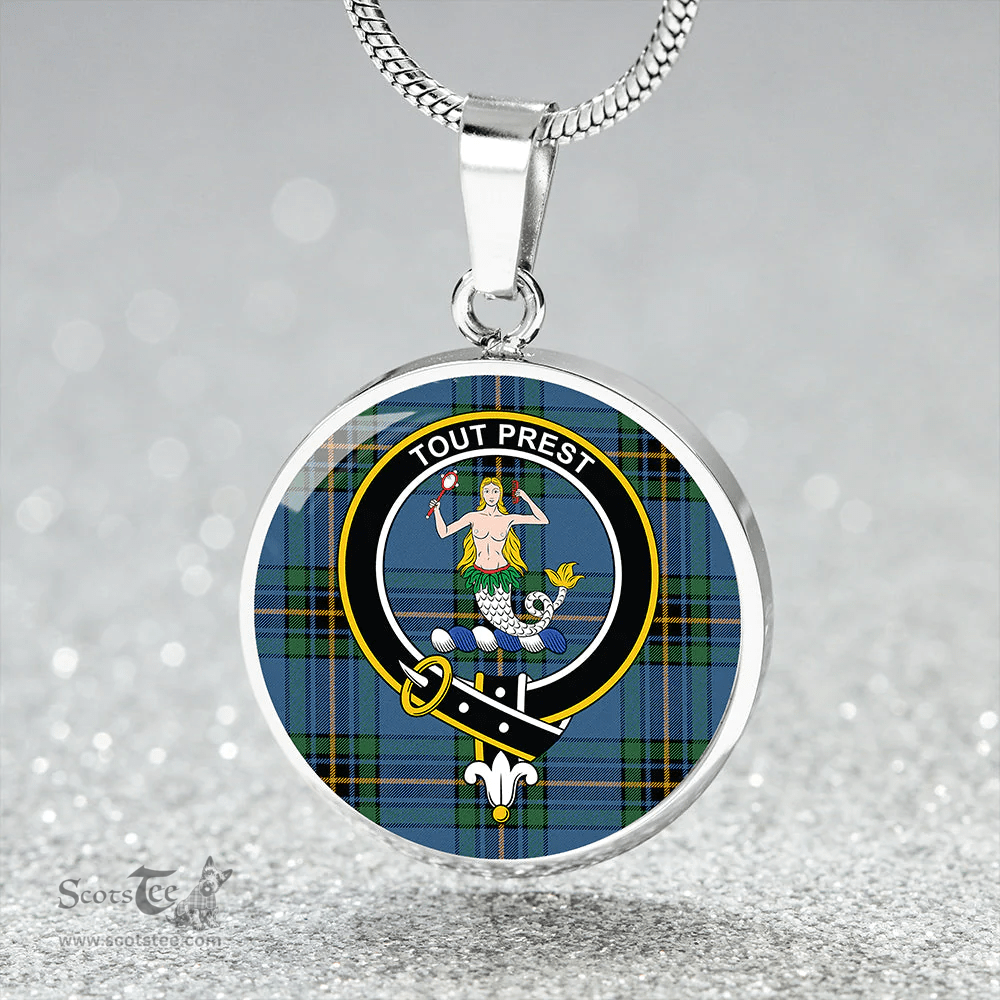 Scottish Murray of Elibank Ancient Clan Tartan Circle Necklace - Crest Classic Scottish Plaid Tartan Plaid
