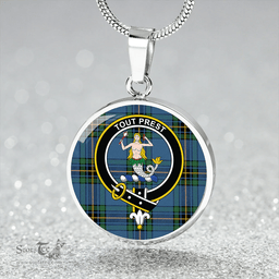 Scottish Murray of Elibank Ancient Clan Tartan Circle Necklace - Crest Classic Scottish Plaid Tartan Plaid