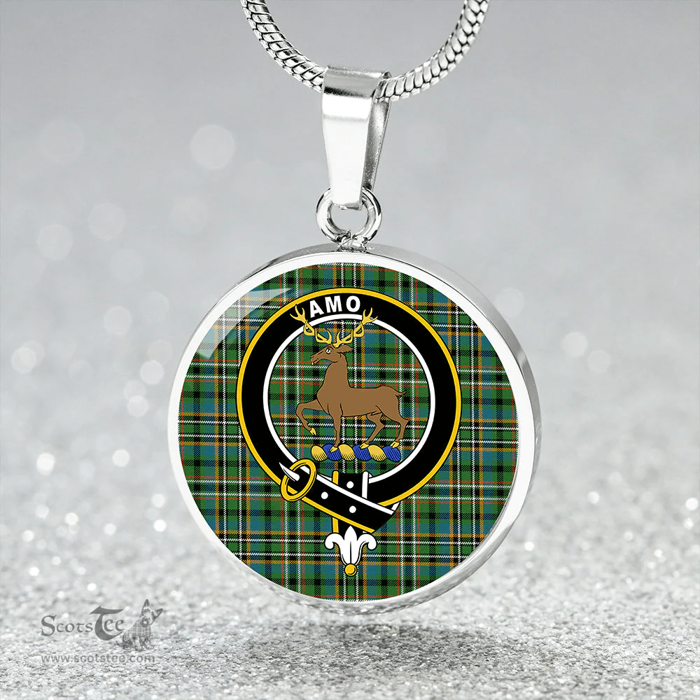 Scottish Scott Green Ancient Clan Tartan Circle Necklace - Crest Classic Scottish Plaid Tartan Plaid