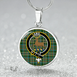 Scottish Scott Green Ancient Clan Tartan Circle Necklace - Crest Classic Scottish Plaid Tartan Plaid