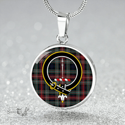 Scottish Rankin #2 Modern Clan Tartan Circle Necklace - Crest Classic Scottish Plaid Tartan Plaid