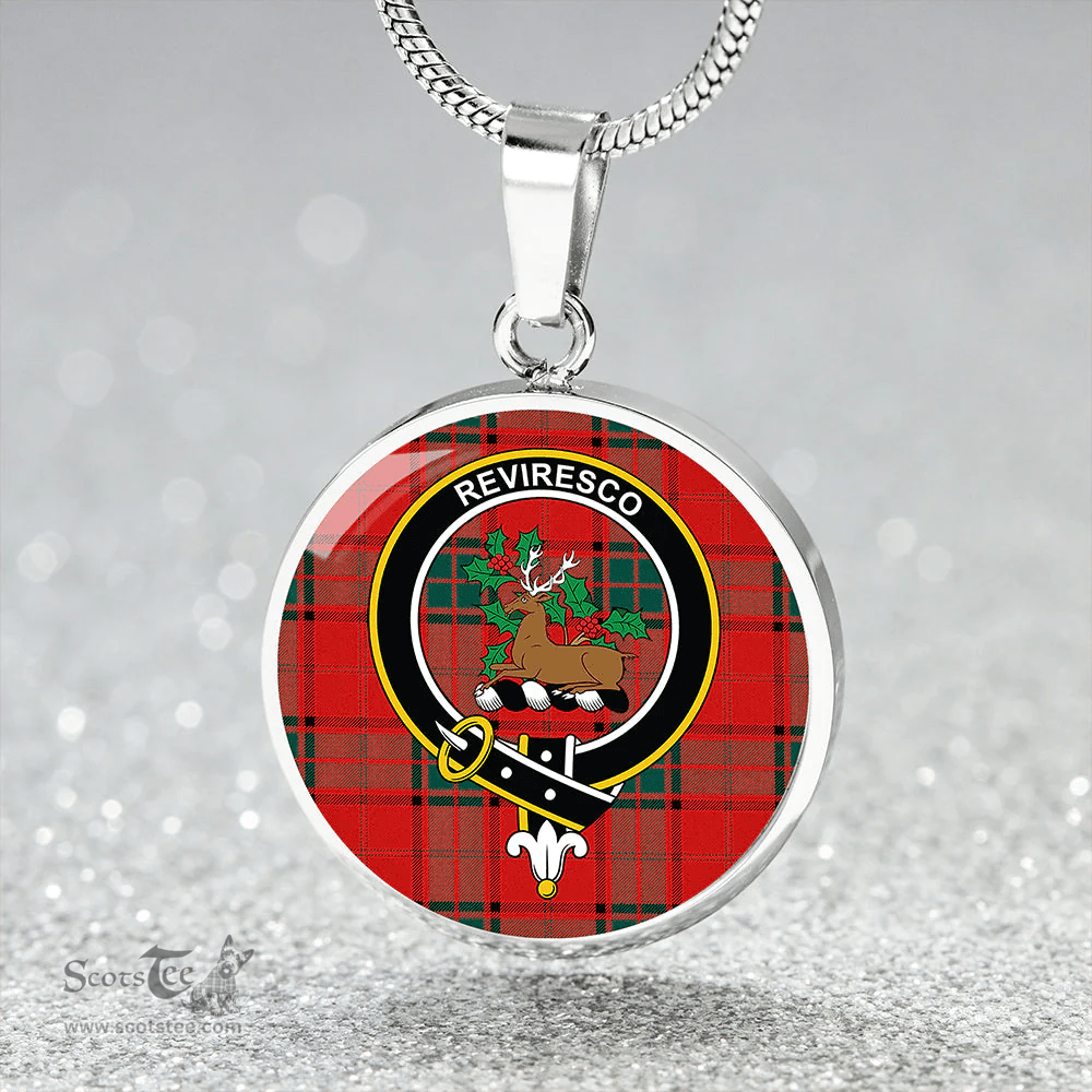 Scottish Maxwell Modern Clan Tartan Circle Necklace - Crest Classic Scottish Plaid Tartan Plaid