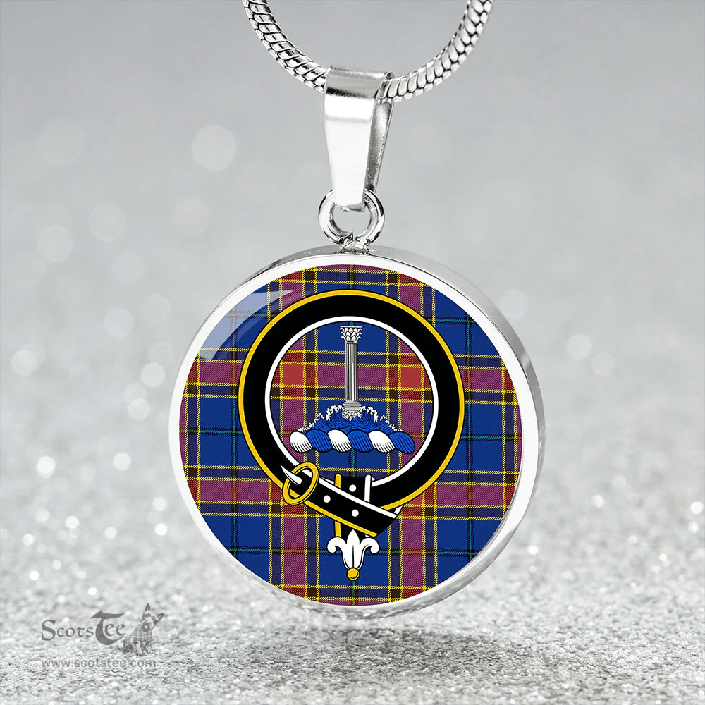 Scottish Traill (Trayle) Modern Clan Tartan Circle Necklace - Crest Classic Scottish Plaid Tartan Plaid