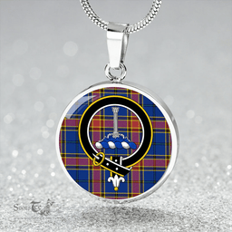 Scottish Traill (Trayle) Modern Clan Tartan Circle Necklace - Crest Classic Scottish Plaid Tartan Plaid