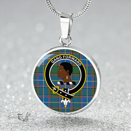 Scottish Stirling University of Tartan Ancient Clan Tartan Circle Necklace - Crest Classic Scottish Plaid Tartan Plaid