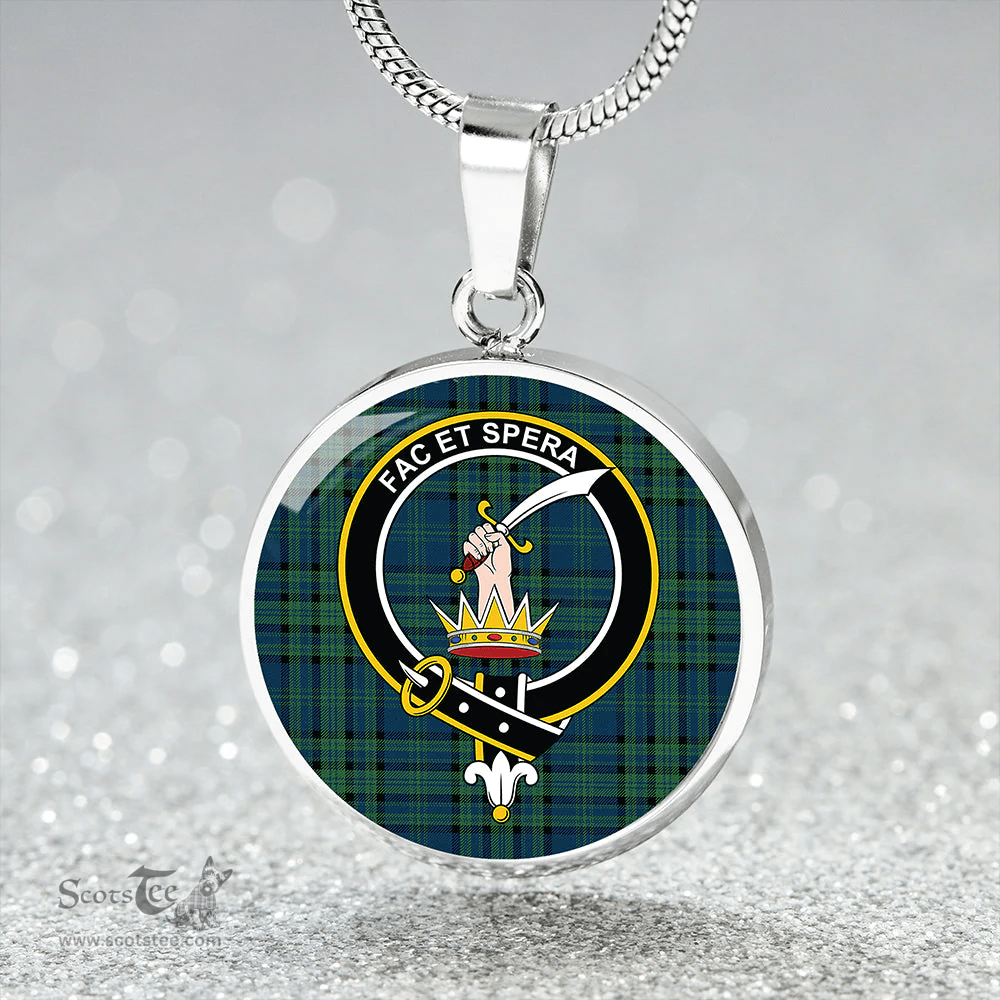 Scottish Matheson Hunting Modern Clan Tartan Circle Necklace - Crest Classic Scottish Plaid Tartan Plaid
