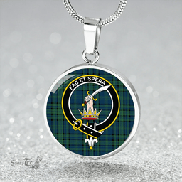 Scottish Matheson Hunting Modern Clan Tartan Circle Necklace - Crest Classic Scottish Plaid Tartan Plaid