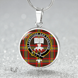 Scottish Reid 1939 Modern Clan Tartan Circle Necklace - Crest Classic Scottish Plaid Tartan Plaid