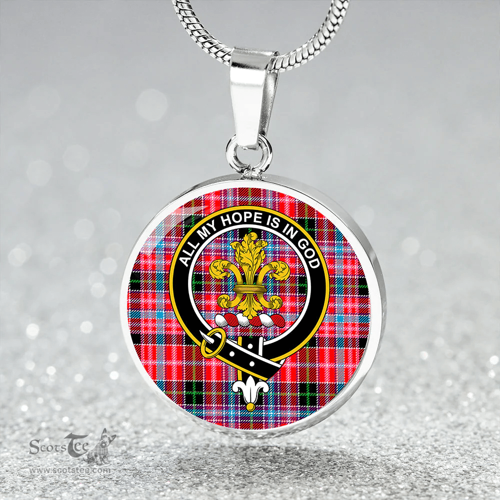 Scottish Udny Clan Tartan Circle Necklace - Crest Classic Scottish Plaid Tartan Plaid
