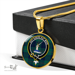 Scottish Barclay Hunting Modern Clan Tartan Circle Necklace - Crest Classic Scottish Plaid Tartan Plaid
