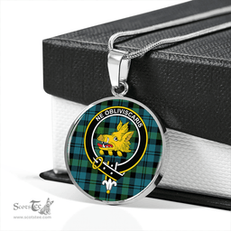 Scottish Campbell of Glenlyon Ancient 2 Clan Tartan Circle Necklace - Crest Classic Scottish Plaid Tartan Plaid