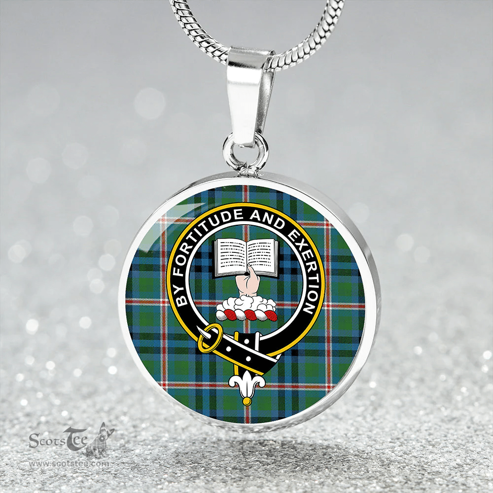 Scottish Reid (Mill City) Ancient Clan Tartan Circle Necklace - Crest Classic Scottish Plaid Tartan Plaid