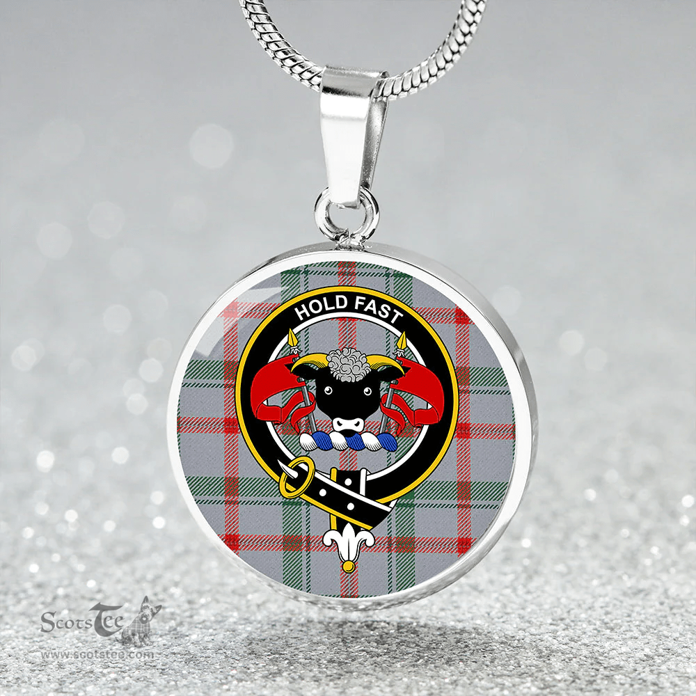 Scottish Miss MacDougal (Personal) (MacLeod Arisaid) Modern Clan Tartan Circle Necklace - Crest Classic Scottish Plaid Tartan Plaid