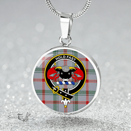 Scottish Miss MacDougal (Personal) (MacLeod Arisaid) Modern Clan Tartan Circle Necklace - Crest Classic Scottish Plaid Tartan Plaid