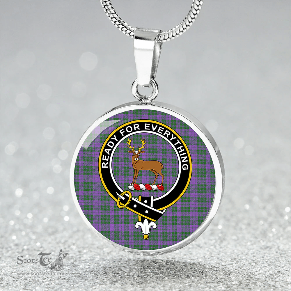 Scottish Rae Ancient Clan Tartan Circle Necklace - Crest Classic Scottish Plaid Tartan Plaid