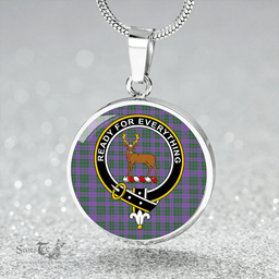 Scottish Rae Ancient Clan Tartan Circle Necklace - Crest Classic Scottish Plaid Tartan Plaid