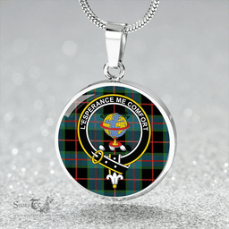 Scottish Nairn Ancient Clan Tartan Circle Necklace - Crest Classic Scottish Plaid Tartan Plaid