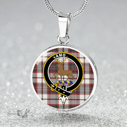 Scottish Scott Dress Weathered Clan Tartan Circle Necklace - Crest Classic Scottish Plaid Tartan Plaid