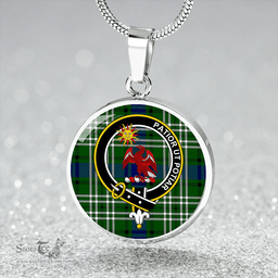 Scottish Spottiswood Clan Tartan Circle Necklace - Crest Classic Scottish Plaid Tartan Plaid