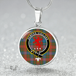 Scottish Wilson Ancient Clan Tartan Circle Necklace - Crest Classic Scottish Plaid Tartan Plaid