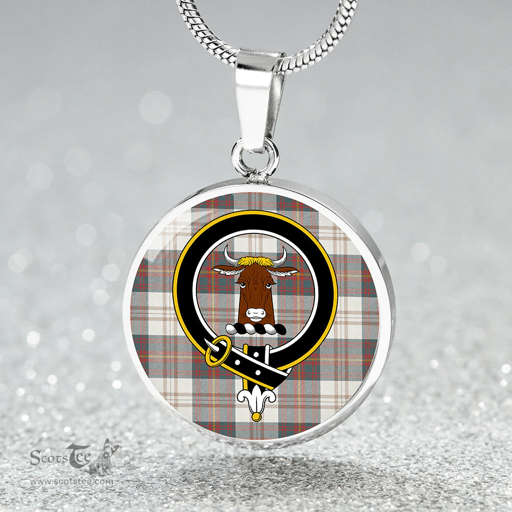 Scottish Walker Dress Weathered Clan Tartan Circle Necklace - Crest Classic Scottish Plaid Tartan Plaid