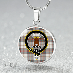 Scottish Walker Dress Weathered Clan Tartan Circle Necklace - Crest Classic Scottish Plaid Tartan Plaid