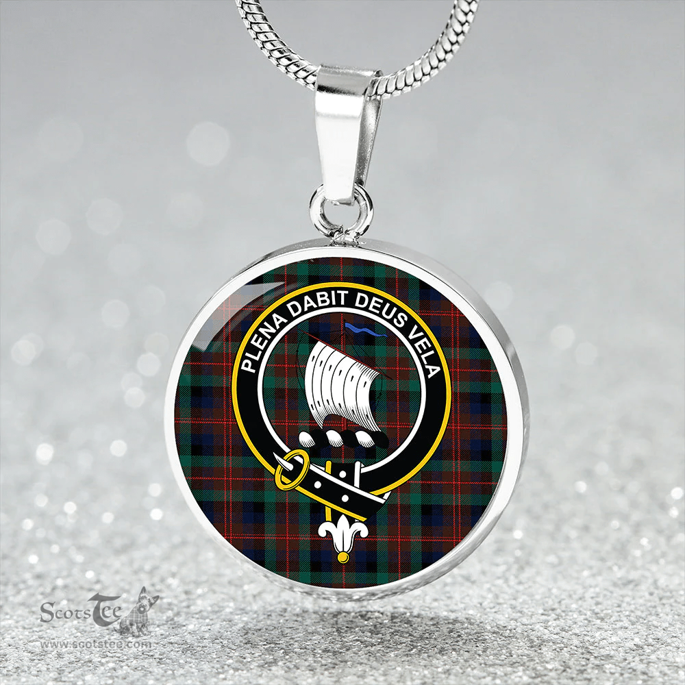 Scottish Tennant Modern Clan Tartan Circle Necklace - Crest Classic Scottish Plaid Tartan Plaid