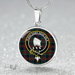 Scottish Tennant Modern Clan Tartan Circle Necklace - Crest Classic Scottish Plaid Tartan Plaid