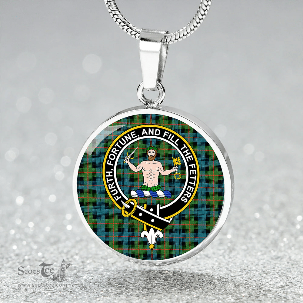 Scottish Murray of Atholl (Murray) Ancient Clan Tartan Circle Necklace - Crest Classic Scottish Plaid Tartan Plaid