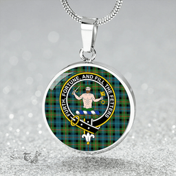 Scottish Murray of Atholl (Murray) Ancient Clan Tartan Circle Necklace - Crest Classic Scottish Plaid Tartan Plaid
