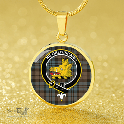 Scottish Campbell The 42nd Weathered Clan Tartan Circle Necklace - Crest Classic Scottish Plaid Tartan Plaid