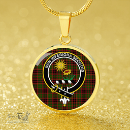 Scottish Buchan Modern Clan Tartan Circle Necklace - Crest Classic Scottish Plaid Tartan Plaid