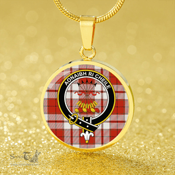 Scottish Cameron Hose Ancient 2 Clan Tartan Circle Necklace - Crest Classic Scottish Plaid Tartan Plaid