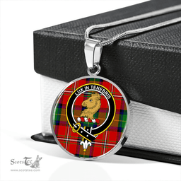 Scottish Fullerton Clan Tartan Circle Necklace - Crest Classic Scottish Plaid Tartan Plaid