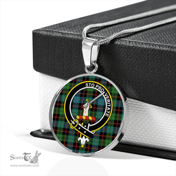 Scottish Guthrie Ancient Clan Tartan Circle Necklace - Crest Classic Scottish Plaid Tartan Plaid