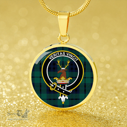 Scottish Keith (Austin) Modern Clan Tartan Circle Necklace - Crest Classic Scottish Plaid Tartan Plaid