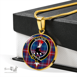 Scottish Glenn (Glen) Modern Clan Tartan Circle Necklace - Crest Classic Scottish Plaid Tartan Plaid