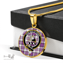 Scottish Craig Paisley (Craigie Paisley) Weathered Clan Tartan Circle Necklace - Crest Classic Scottish Plaid Tartan Plaid