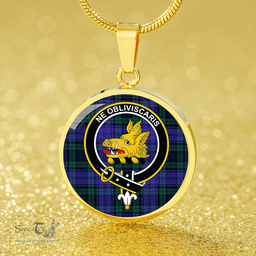 Scottish Campbell 42nd Dress Balhousie Modern 2 Clan Tartan Circle Necklace - Crest Classic Scottish Plaid Tartan Plaid