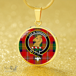 Scottish Fullerton Clan Tartan Circle Necklace - Crest Classic Scottish Plaid Tartan Plaid