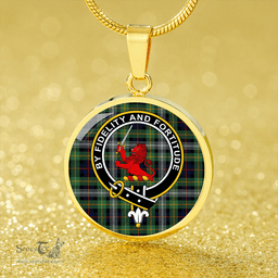 Scottish Farquharson Dress Modern Clan Tartan Circle Necklace - Crest Classic Scottish Plaid Tartan Plaid