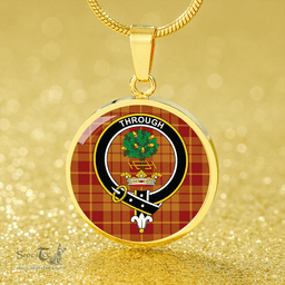 Scottish Hamilton Weatheredd Modern Clan Tartan Circle Necklace - Crest Classic Scottish Plaid Tartan Plaid