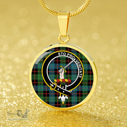 Scottish Guthrie Ancient Clan Tartan Circle Necklace - Crest Classic Scottish Plaid Tartan Plaid