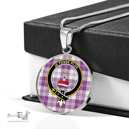 Scottish Erskine Dress Purple Clan Tartan Circle Necklace - Crest Classic Scottish Plaid Tartan Plaid