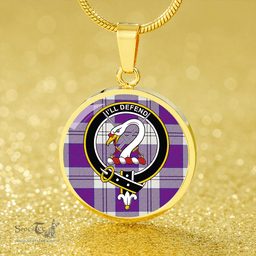 Scottish Lennox Dress Dance Purple Clan Tartan Circle Necklace - Crest Classic Scottish Plaid Tartan Plaid