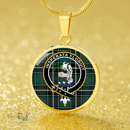 Scottish Cleghorn Modern Clan Tartan Circle Necklace - Crest Classic Scottish Plaid Tartan Plaid